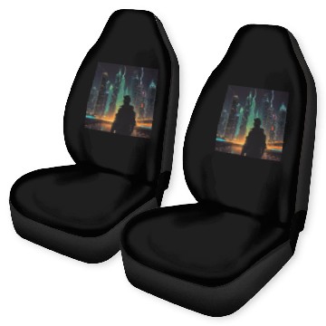 Discover Neon Horizon: A Futuristic Cityscape Car Seat Covers