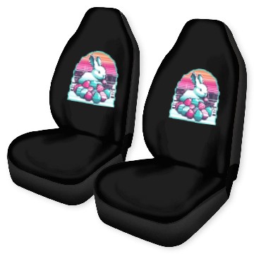Discover Synthwave Easter Bunny with Eggs Car Seat Covers
