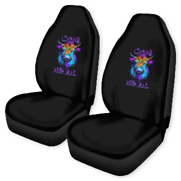 Discover I Love My Highland | Psychedelic Cow Art Car Seat Covers