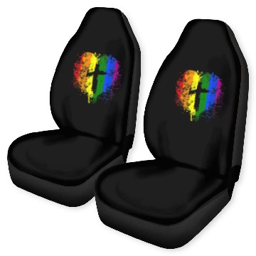 Discover Rainbow Heart with Cross Gay Pride LGBT Christian Car Seat Covers