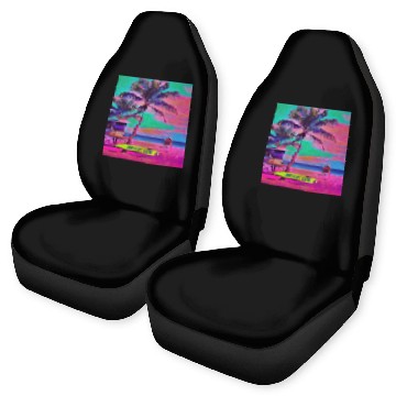 Discover Neon Beach Life Scene 90's Vibes - Surfboard, Sand Car Seat Covers