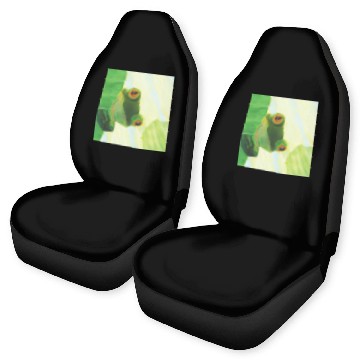 Discover Cute Green Frog Peeping out From Behind Lily Pad Car Seat Covers