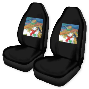 Discover Cute Scarecrow And Barn Swallow Illustration Car Seat Covers