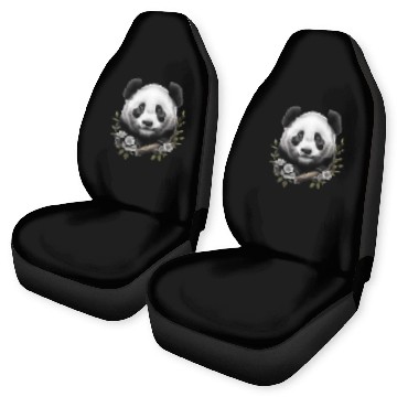 Discover Cute Panda with Flowers Car Seat Covers