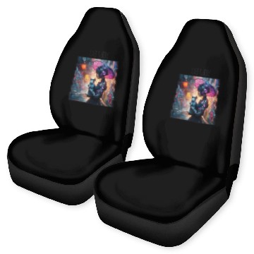Discover Cat Lady (Cyberpunk) Street Art v2 Car Seat Covers
