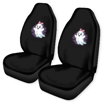 Discover Spooky Cute: Ghost with Bow Car Seat Covers