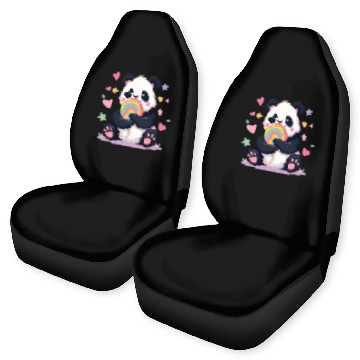 Discover Chubby Panda with Rainbow Lollipop Car Seat Covers