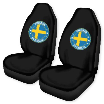 Discover Sweden Flag Round Circle Emblem Car Seat Covers