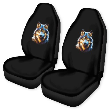 Discover Isolated Lone Wolf Head Ink Design Car Seat Covers