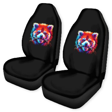 Discover Colorful Red Panda Face – Bold Neon Pop Art Car Seat Covers