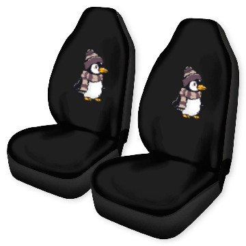 Discover Cute cartoon penguin wearing winter hat and scarf Car Seat Covers