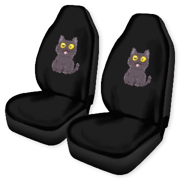 Discover Black Surprised Kitty Car Seat Covers