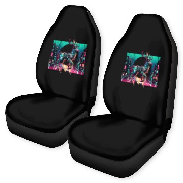 Discover Cyberpunk Stag In Futuristic Cityscape Car Seat Covers