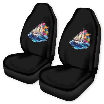 Discover Sailing Synthwave Car Seat Covers