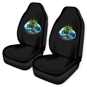 Discover "Palm Serenity Amid Ocean Waves" Car Seat Covers
