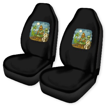 Discover Bigfoot, Nessie and an Alien Play Poker - Cryptid Car Seat Covers