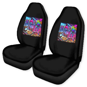 Discover Vibrant Retro Festival Gathering Car Seat Covers