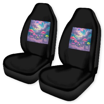 Discover Neon Mushroom Forest – Psychedelic Minimalist Car Seat Covers