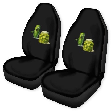Discover Funny Pickle Cartoon Cute Dill Pickle Jar Reaction Car Seat Covers