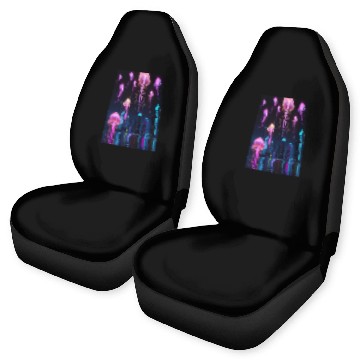 Discover Neon Jellyfish Over Cyber City Car Seat Covers