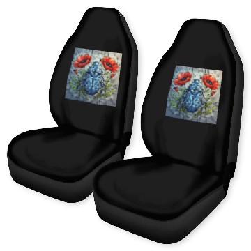 Discover Beetle stained glass bug design vibrant poppy Car Seat Covers
