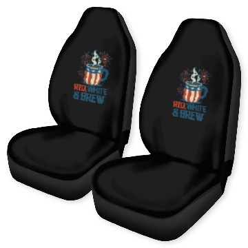 Discover Red White Brew Patriotic Coffee Mug USA Funny Car Seat Covers