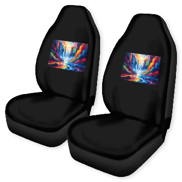 Discover Vibrant Rainbow Waterfall & River Car Seat Covers