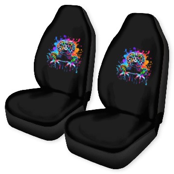 Discover Neon Psychedelic Lizard Illustration Car Seat Covers