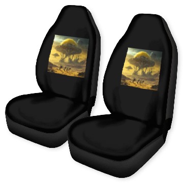 Discover Alien Planetary Forest with Floating Cities Car Seat Covers