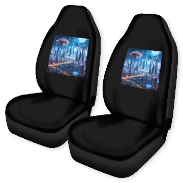 Discover Cyberpunk World Cityscape with Alien Ufo Skies Car Seat Covers