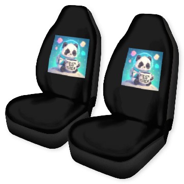 Discover Space Panda Coffee – Pastel Astronaut Art Car Seat Covers