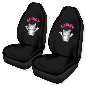 Discover Humorous Clingy Cat Illustration Car Seat Covers
