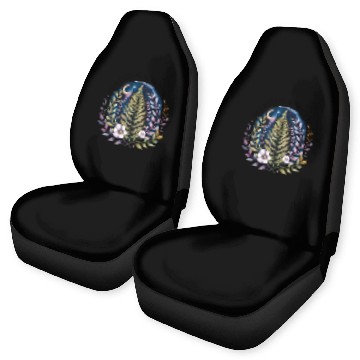 Discover Celestial Fern and Floral Moon Design Car Seat Covers