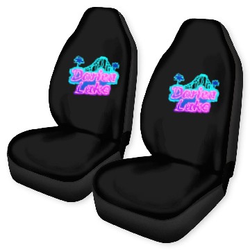 Discover Neon Daren Lake Sign with Roller Coaster and Palms Car Seat Covers