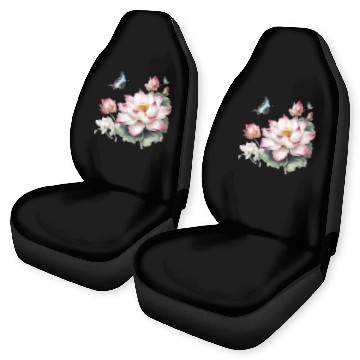 Discover Light Pink Lotus and Butterflies  Car Seat Covers