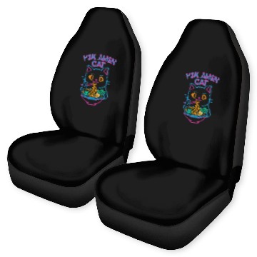 Discover Y2K Ramen Cat – Retro Neon Anime Noodle Lover Desi Car Seat Covers