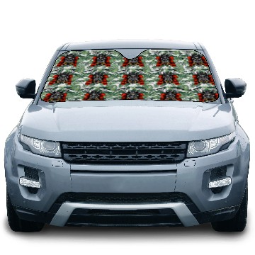 Discover Japanese samurai warrior devil grey and red mask Car Sun Shades