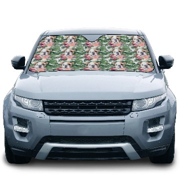 Discover Bulldog Watercolor Floral Car Sun Shades