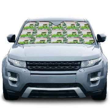 Discover Green Frog Relaxing in the Pond Car Sun Shades