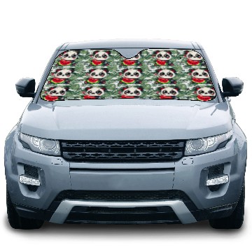 Discover The cute panda enjoys a piece of watermelon Car Sun Shades