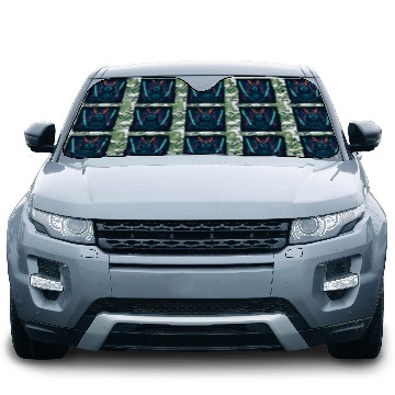 Discover A futuristic samurai cat in neon armor with glo Car Sun Shades