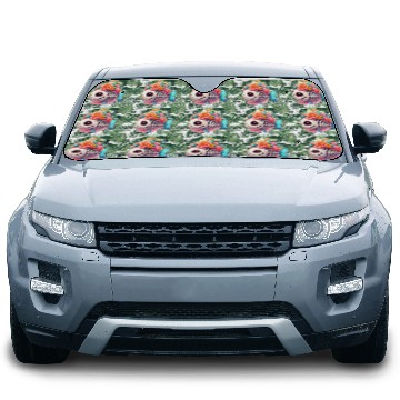 Discover Whimsical Skull Fish with Floral Crown Car Sun Shades