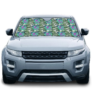 Discover Neon Teddy Bear with Crown and Sunglasses Car Sun Shades