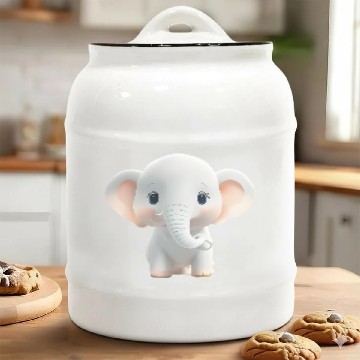 Discover Charming Baby Elephant Innocent Wildlife Beauty Ceramic Cookie Jars