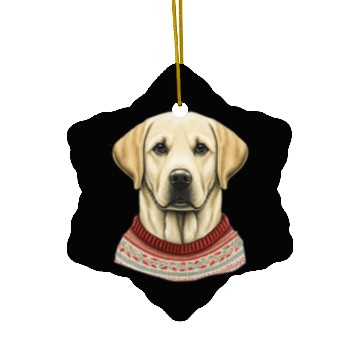 Discover Festive Labrador Retriever in a Christmas Sweater Ceramic Ornaments