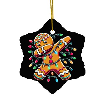 Discover Dabbing Gingerbread Wrapped in Christmas Lights Ceramic Ornaments