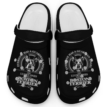 Discover Boston Terrier Guardian Angel Dog quote Clogs