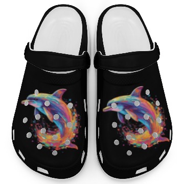 Discover Watercolor Colorful Dolphin Colorful Animals Clogs