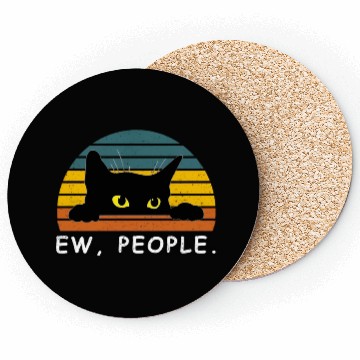 Discover Black Cat Coasters Funny Ew People Cat Lovers Coasters
