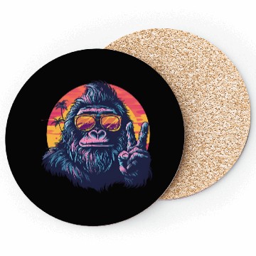 Discover Gorilla on Vacation with a Sunset Peace Sign Coasters